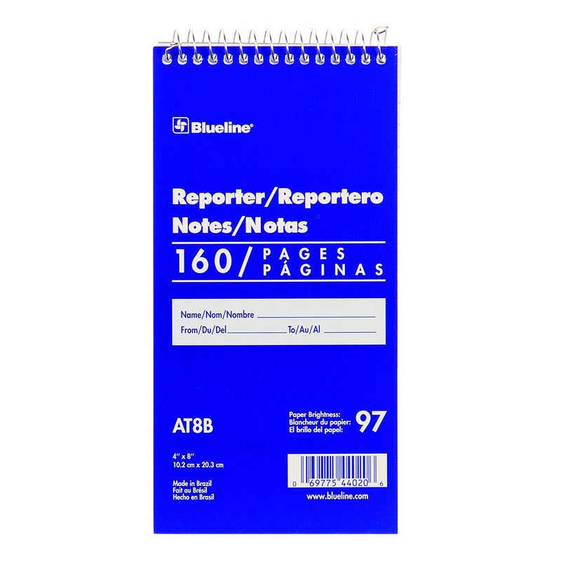 Blueline Reporter Notebook / Note Pad, 4 x 8 inches, 160 Pages / 80 Sheets (AT8B) - Image 1